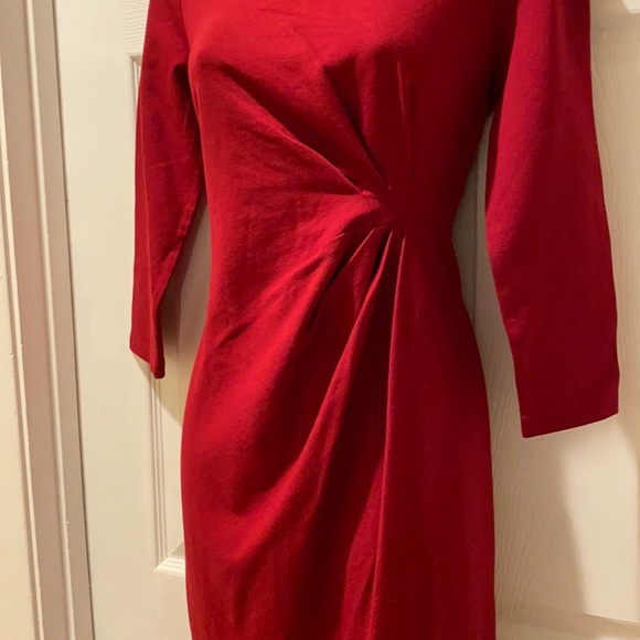 Lands’ End Red Shift Dress Side Pleated size 6 - Picture 2 of 15